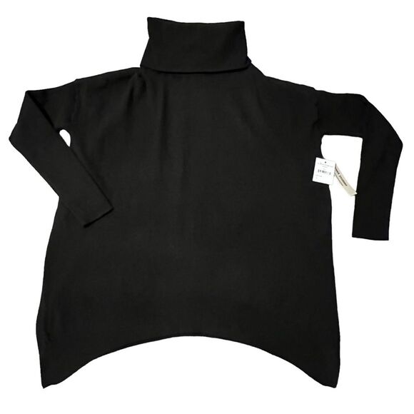 Sweet Romeo Black High-Low Turtleneck Sweater MEDIUM Lagenlook Minimalist - Picture 6 of 11